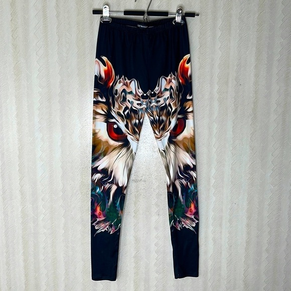 ❤️ DENIMAXX Black King Owl Leggings Size XS - Picture 6 of 7